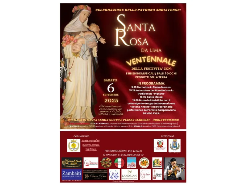 Celebrazione della patrona abbiatense: Santa Rosa da Lima