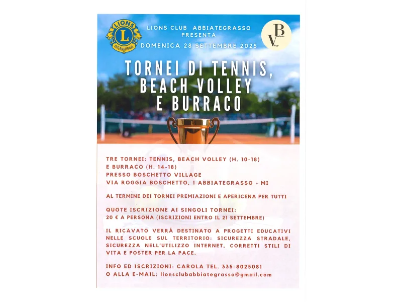 Tornei di tennis, beach volley e burraco