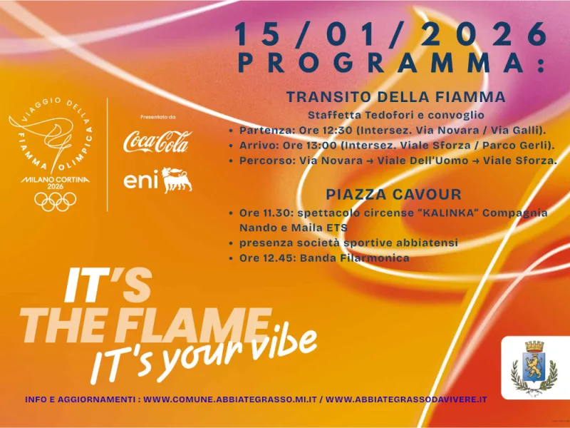 La fiamma Olimpica corre ad Abbiategrasso